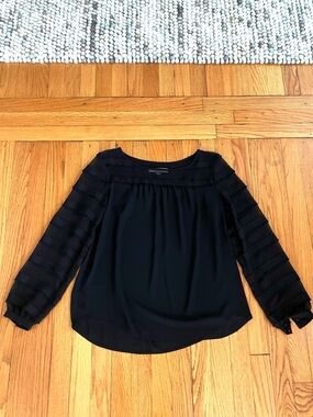 LOFT Black Ruffle Sleeve Blouse